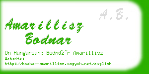 amarillisz bodnar business card